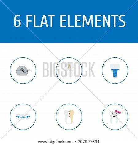 Flat Icons Decay, Halitosis, Children Dentist And Other Vector Elements