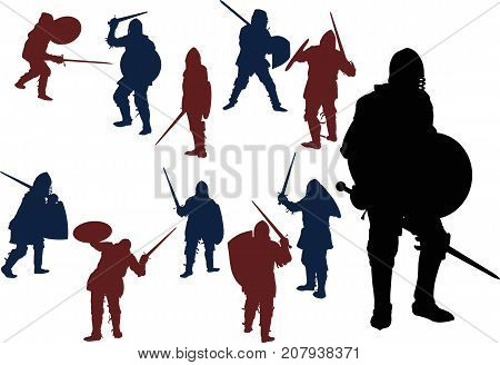 Medieval knight tournament among swordsmans performed by cosplayers