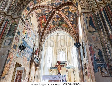 Galatina Italy - August 15, 2017. Chancel of Basilica di Santa Caterina of Alessandria. Galatina Apulia Italy.
