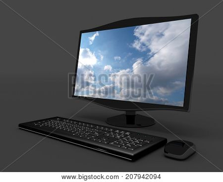 3D Desktop Pc Concept . 3D Rendered Illustration