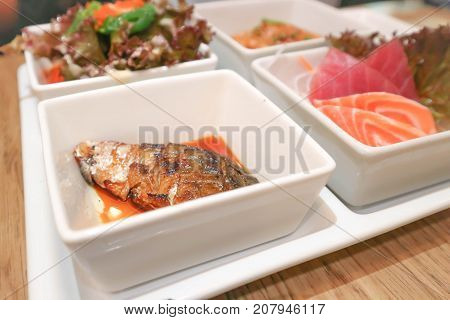 grilled saba or grilled mackerel fish ,Japanese food