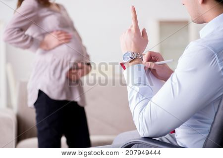Pregnant woman visiting psychologist doctor