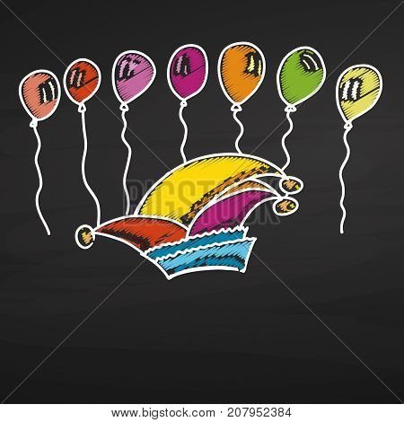 Carnival Heat And Balloons On Chalkboard
