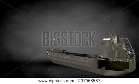 3D Rendering Of A Metalic Reflective Ship On A Dark Background