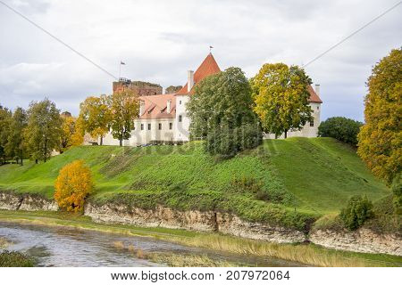 Livonia Order Castle was built in the middle of the 15th century. Bauska Latvia in autumn