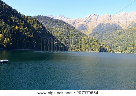 Lake in the mountains  Caucasus mountains Lake