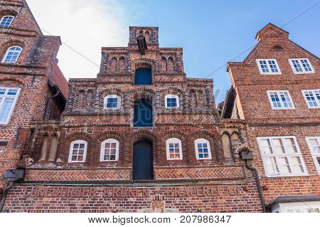 LUNEBURG, GERMANY - MAY 21, 2017: Historic step gable of a brewery in Luneburg Germany