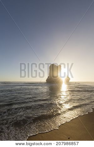 Gog and Magog are two giant limestone stacks offshore from the Gibson Steps on the Great Ocean Road outside Port Campbell in Victoria, Australia.