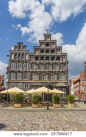 LUNEBURG, GERMANY - MAY 21, 2017: Chamber of Commerce at the central square of Luneburg Germany