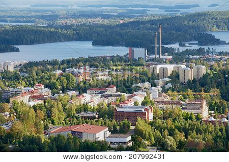 KUOPIO, FINLAND - SEPTEMBER 05, 2012: View to the city from the Puijo tower in Kuopio, Finland.