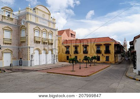Cartagena - the colonial city in Colombia is a beautifllly set city packed with historical monuments and architectural treasures. The picture present view on the Heredia theatre