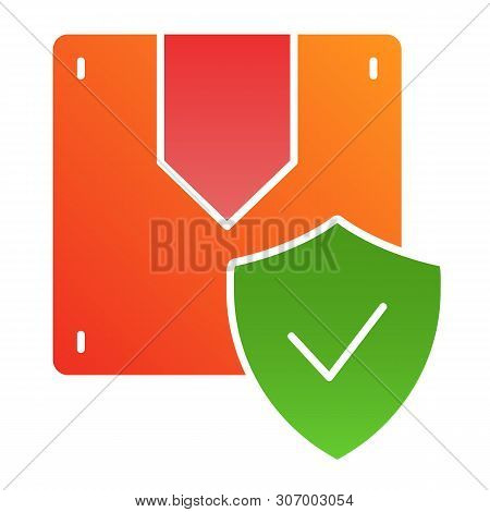 Approved Parcel Flat Icon. Box And Check Color Icons In Trendy Flat Style. Cargo Safety Gradient Sty