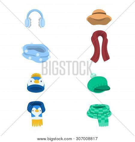 Vector Design Of Headwear And Fashion Icon. Set Of Headwear And Cold Stock Symbol For Web.