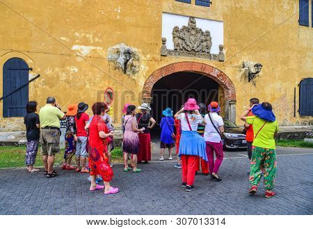 Galle, Sri Lanka - Dec 21, 2018. People Walking On Street At Old Colonial Fort Galle In Sri Lanka. G