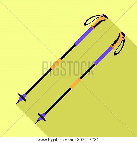Ski Sticks Icon. Flat Illustration Of Ski Sticks Vector Icon For Web Design
