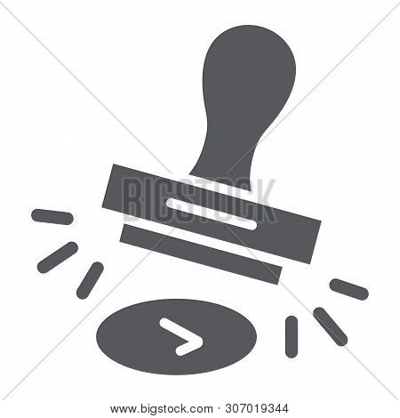 Approval Stamp Glyph Icon, Allow And Stamper, Rubber Stamp Sign, Vector Graphics, A Solid Pattern On