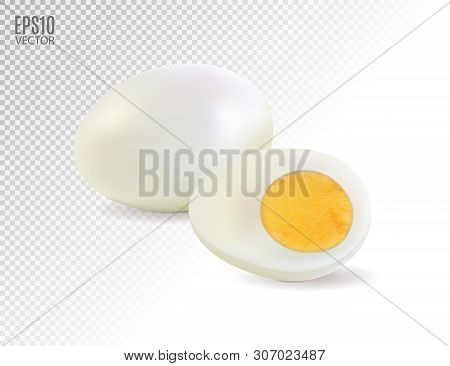 Realistic Hard Boiled Eggs Isolated On Transparent Background Vector Illustration
