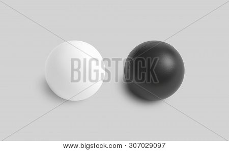 Blank Black And White Stress Ball Mockup, Top View Isolated, 3d Rendering. Clear Soft Balloon For Ex