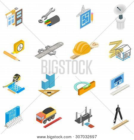 Workday Icons Set. Isometric Set Of 16 Workday Vector Icons For Web Isolated On White Background