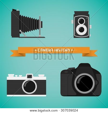 Set Of Stylized Photography Equipment From Retro To Modern