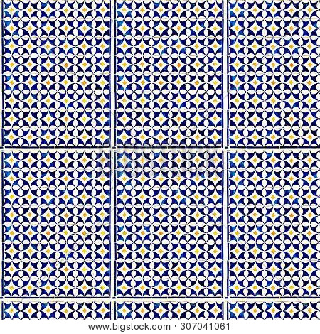 Abstract Tiles Texture Varicolored Raster Seamless Pattern