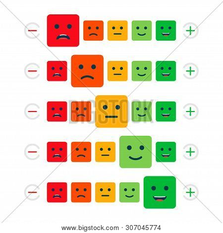 Feedback Concept Design, Emotions Scale Background And Banner. Vector Stock Illustration.