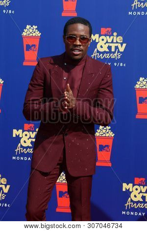 LOS ANGELES - JUN 15:  Shameik Moore at the 2019 MTV Movie & TV Awards at the Barker Hanger on June 15, 2019 in Santa Monica, CA