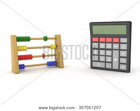 3D Rendering Of Abcaus And Pocket Calculator