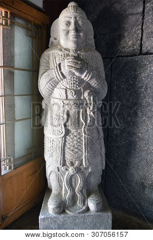 Ancient Sculpture At The Entrance To The Tomb Of The Emperors Koryo Dynasty. Kaesong. North Korea