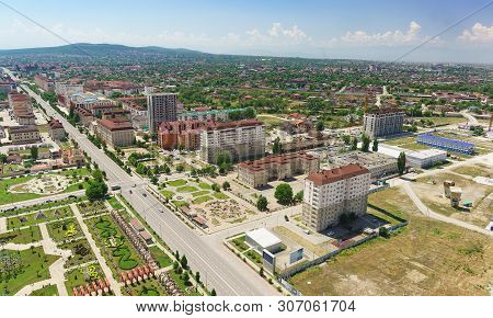 View From The Observation Deck Of The Grozny City High-rise Complex Towards Akhmat Kadyrov Avenue. S