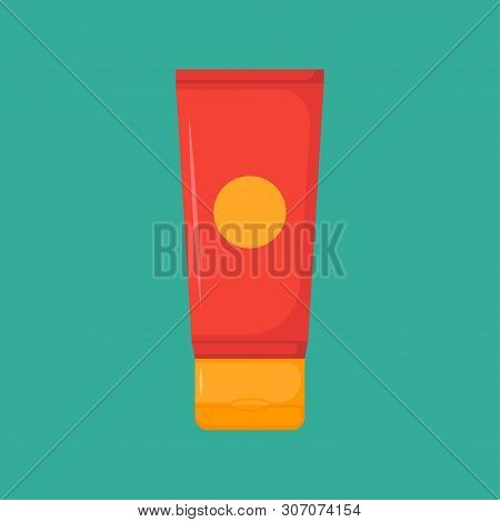 Red Tube On Green Background In Flat