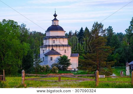 Feraportovo, Russia - June, 18, 2019: Veiw to Church of Elijah the Prophet in Feraportovo, Russia
