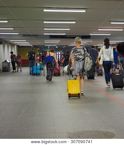 Travellers At Berlin Schoenefeld Airport In Berlin