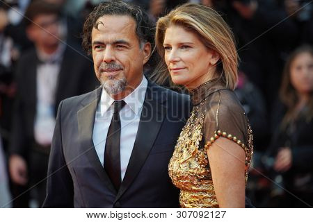 CANNES, FRANCE. May 17, 2019: Alejandro Gonzalez Inarritu & Maria Eladia Hagerman at the gala premiere for 