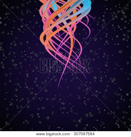 Under The Microscope, Abstract Drippy. Wave In Dark Space