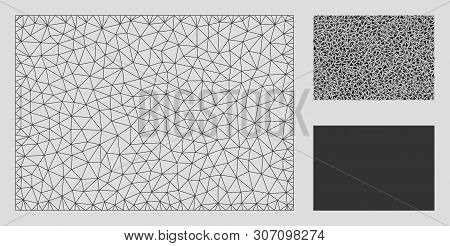 Mesh Filled Rectange Model With Triangle Mosaic Icon. Wire Frame Triangular Mesh Of Filled Rectange.