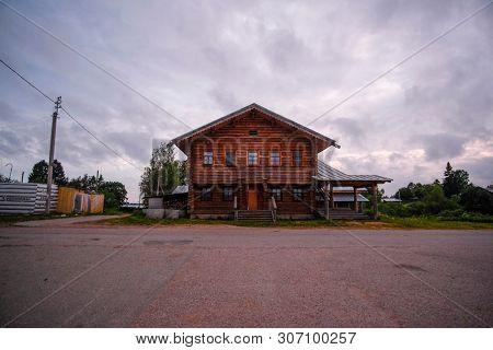 Ferapontovo, Vologda region, Russia - June, 9, 2019: landscape with the image of russian north village Ferapontovo in Vologda region