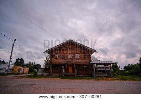 Ferapontovo, Vologda region, Russia - June, 9, 2019: landscape with the image of russian north village Ferapontovo in Vologda region