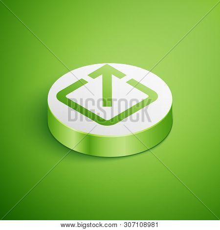 Isometric Open In New Window Icon Isolated On Green Background. Open Another Tab Button Sign. Browse