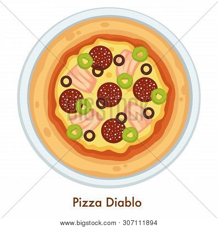Pizza Diablo Italian Food Dish Salami And Cheese