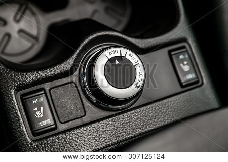 Close Up 2wd, Auto, Lock  Button Switches Control For Car With Soft-focus And Over Light In The Back