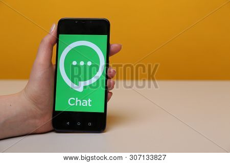 Tula, Russia - May 12 , 2019: Synology Chat On Phone Display