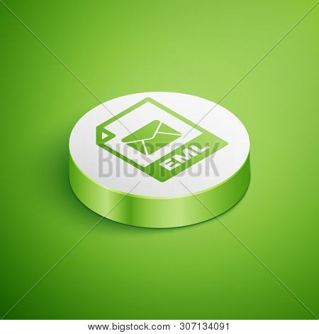Isometric Eml File Document Icon. Download Eml Button Icon Isolated On Green Background. Eml File Sy