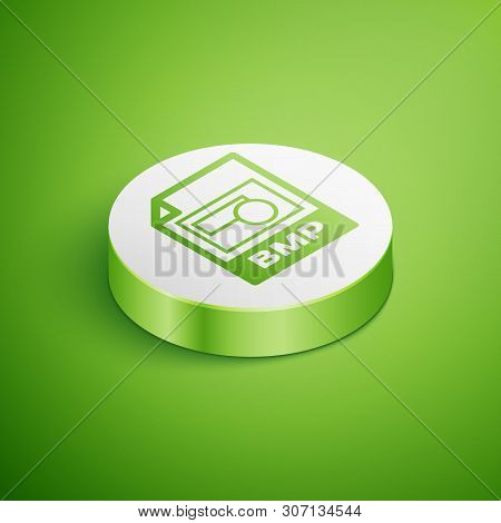 Isometric Bmp File Document Icon. Download Bmp Button Icon Isolated On Green Background. Bmp File Sy