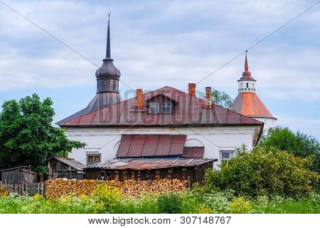 View to the center of Kirillov with Kirillo-Belozersky Monastery, Russia