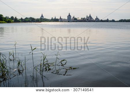 View to Kirillo-Belozersky Monastery in Kirillov, Russia from the other side of Beloe lake