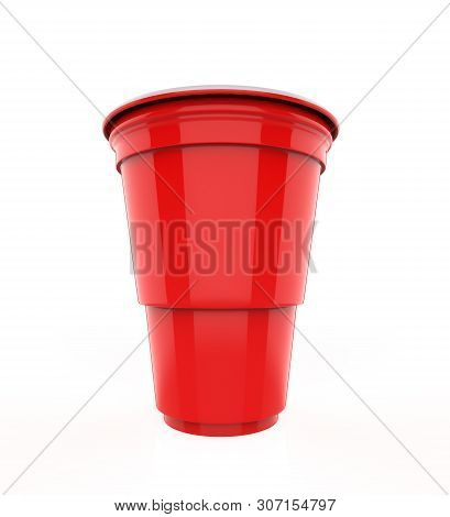 Plastic Party Cups Set, Isolated On White Background. 3d Illustration