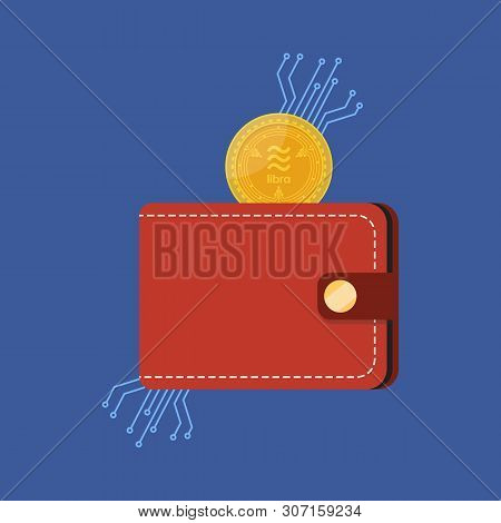 Libra Money Currency With Wallet. Vector Illustration