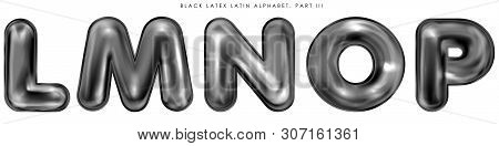 Black Latex Inflated Alphabet Symbols, Isolated Letters L-m-n-o-p