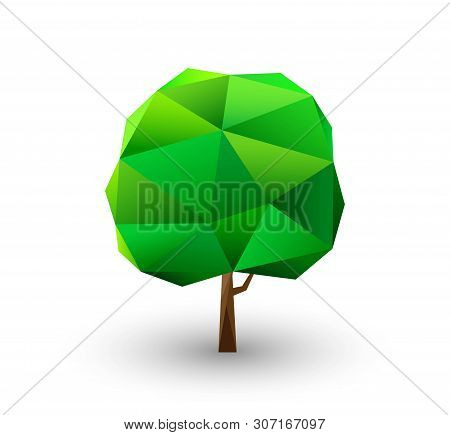 Polygonal Vector Tree. Low Poly Vector Illustration